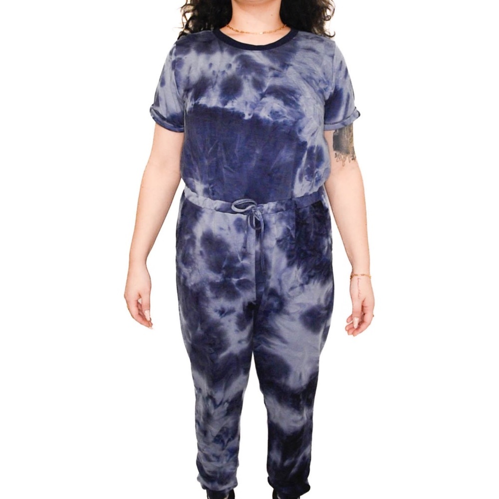Ali + Andi Navy Blue Tie Dye Jumpsuit
